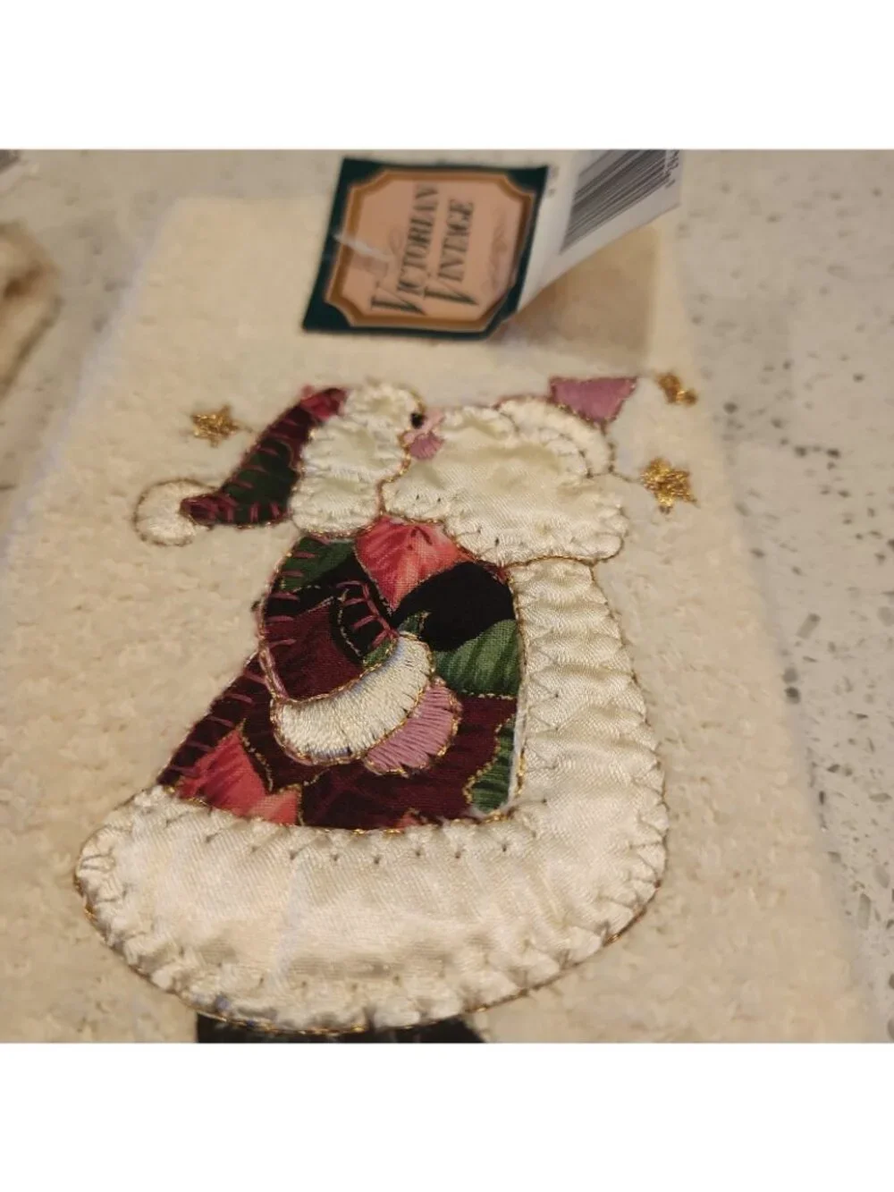 NWT Cannon Victorian Vintage Fingertip Towel Ivory Christmas Ornament Santa